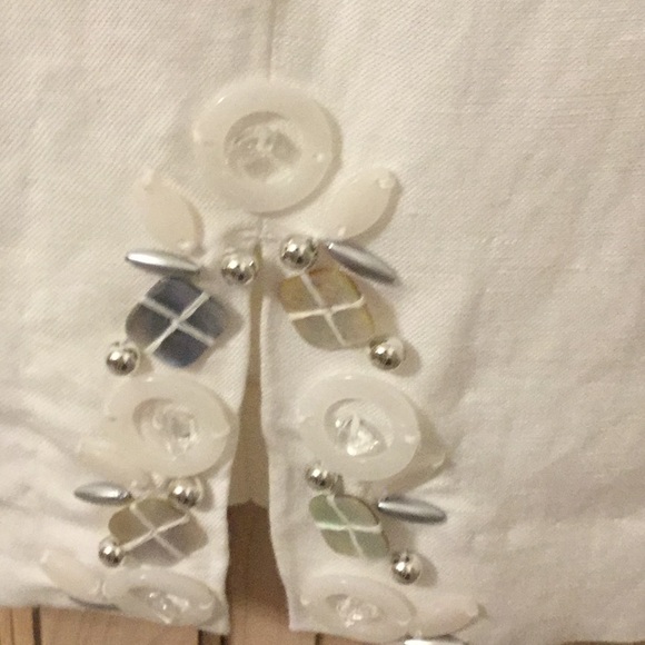 NWT-White Cropped Linen/Rayon Pant, SZ 12, 25”. - Picture 3 of 5